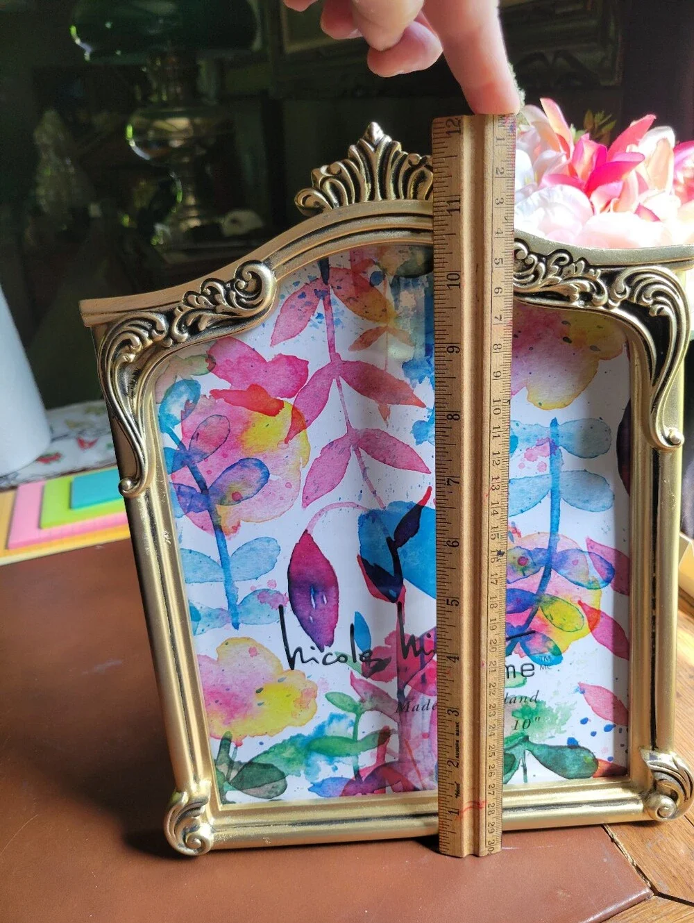 Nicole Miller Antique Gold Finish Photo Picture Frame 8x10